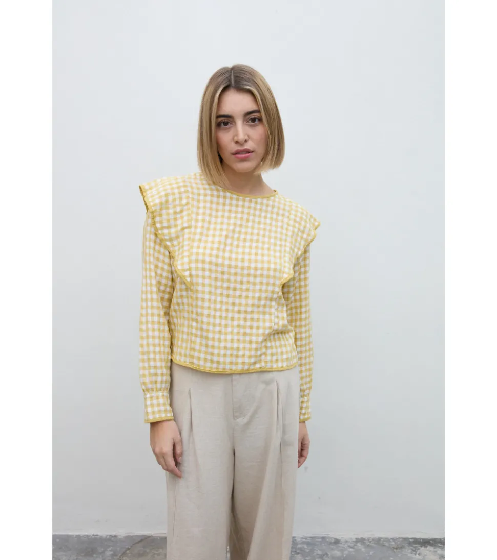 BLUSA CUADRO VICHY VOLANTES