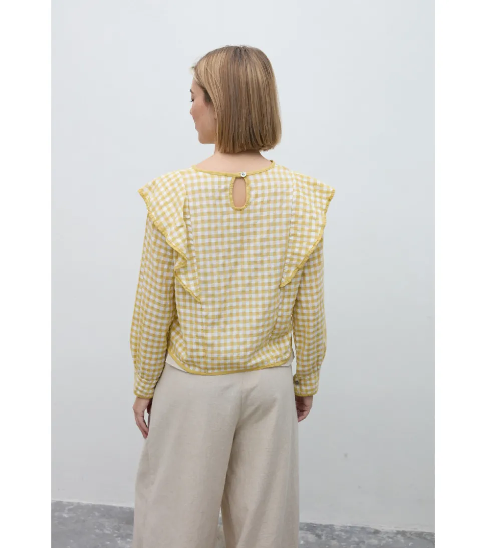 BLUSA CUADRO VICHY VOLANTES
