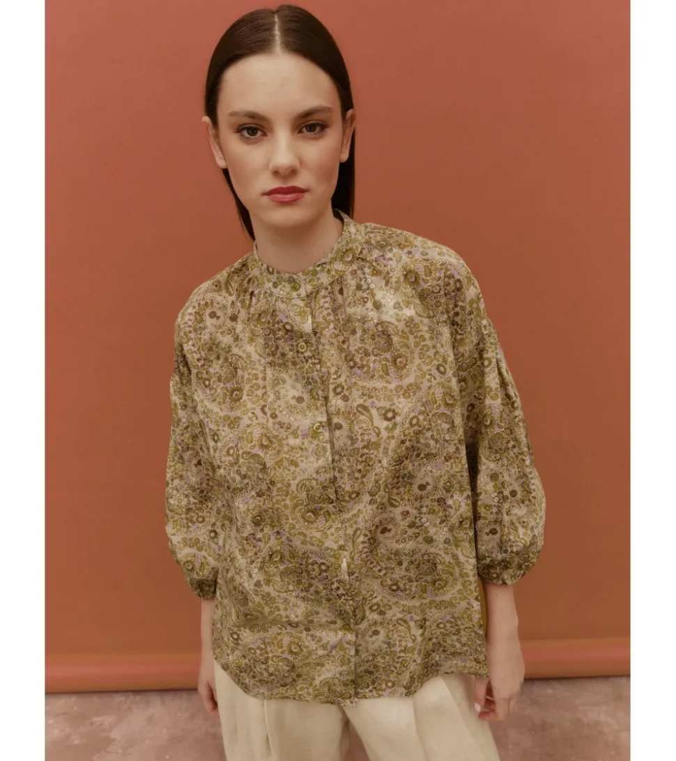 BLUSA CUELLO MAO ESTAMPADA