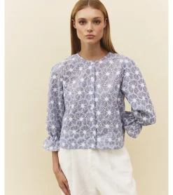 BLUSA PERFORADA BORDADO FLORES