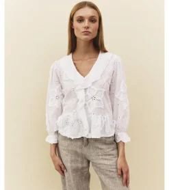 BLUSA PERFORADA FLORES HILO