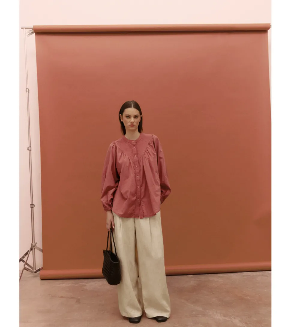 BLUSA PLIEGUES ALGODÓN