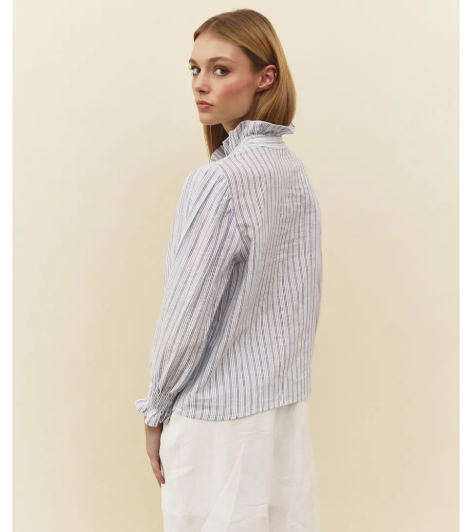 BLUSA RAYAS VOLANTE