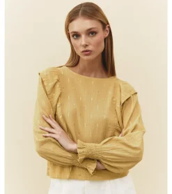 BLUSA VOLANTES HILO DORADO