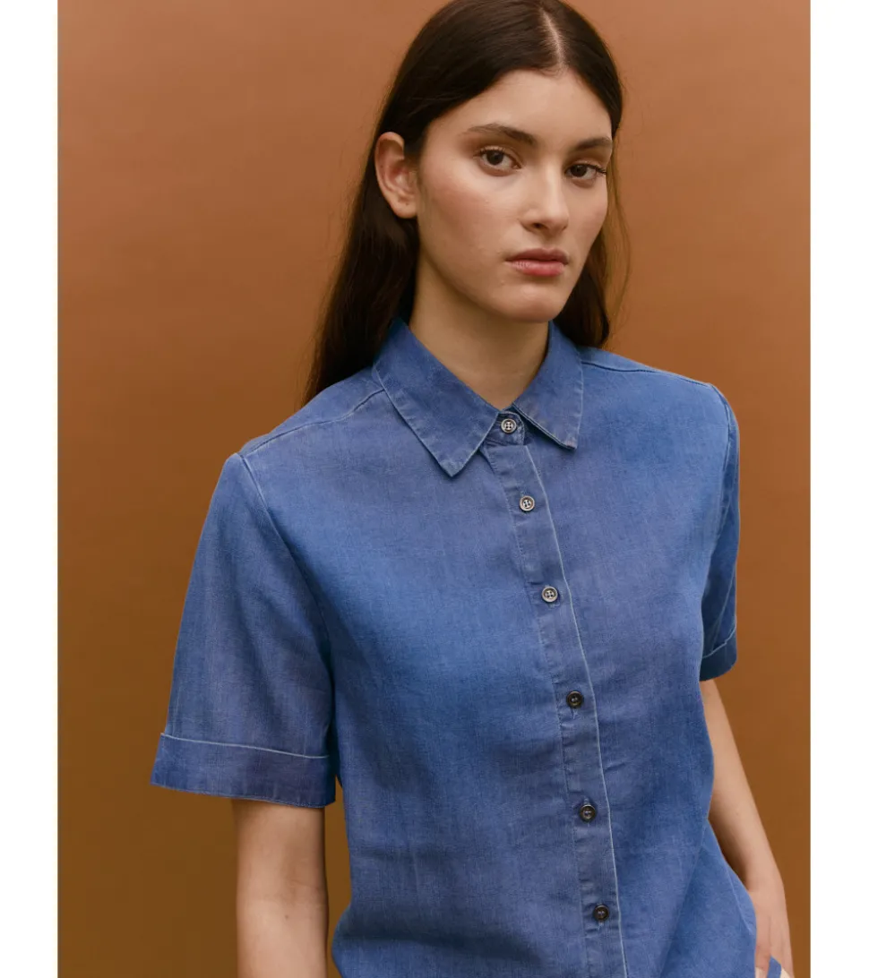 CAMISA DENIM MANGA CORTA