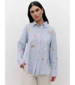 CAMISA RAYAS FLORES BORDADAS