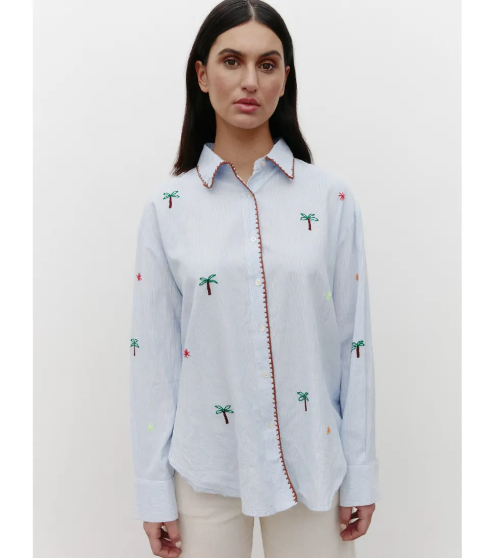 CAMISA RAYAS PALMERAS BORDADAS
