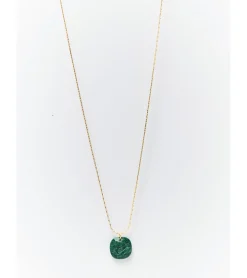 COLLAR CORDÓN DORADO PIEDRA VERDE