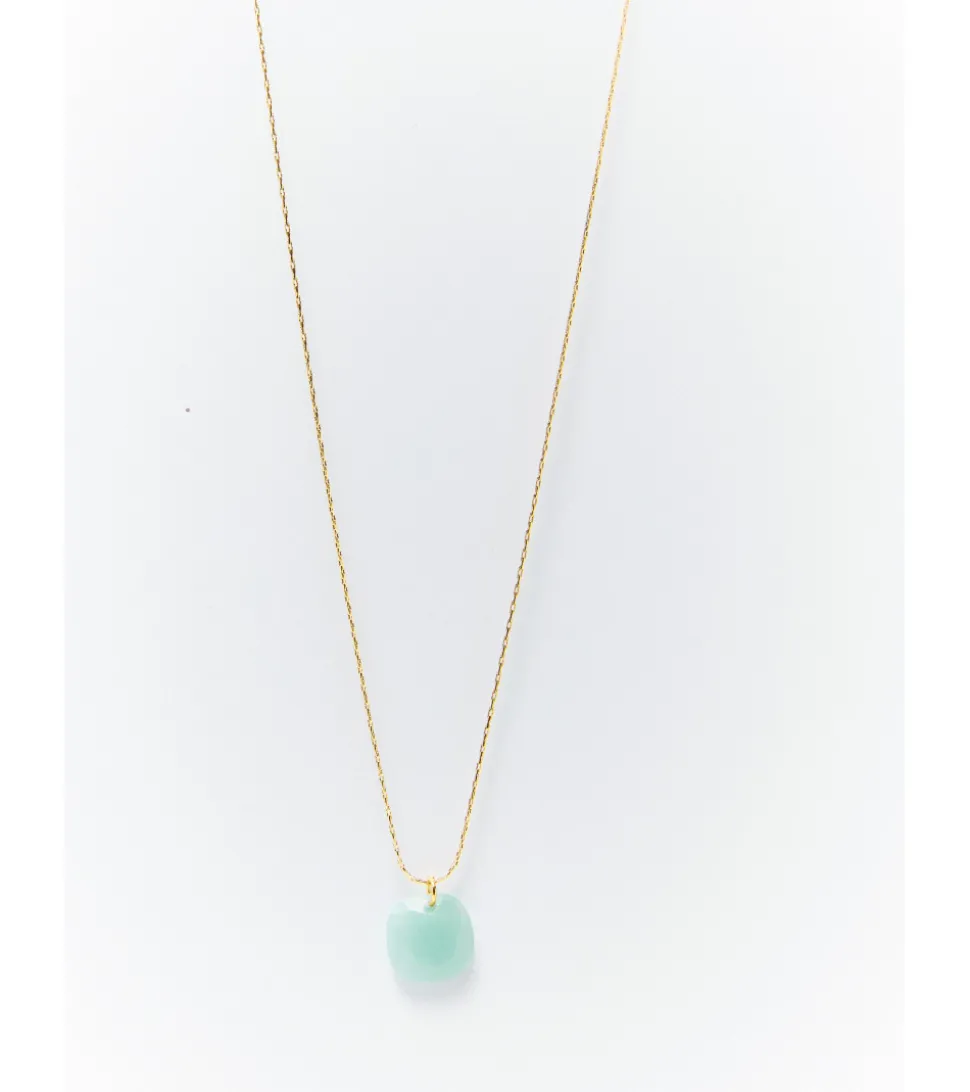 COLLAR CORDÓN DORADO PIEDRA TURQUESA