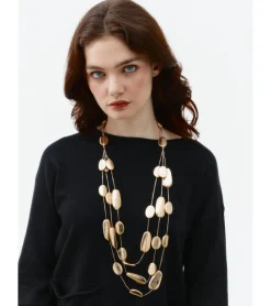 COLLAR MULTICUERDA OVALOS DORADOS