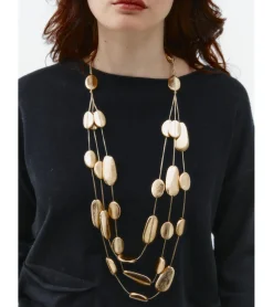 COLLAR MULTICUERDA OVALOS DORADOS
