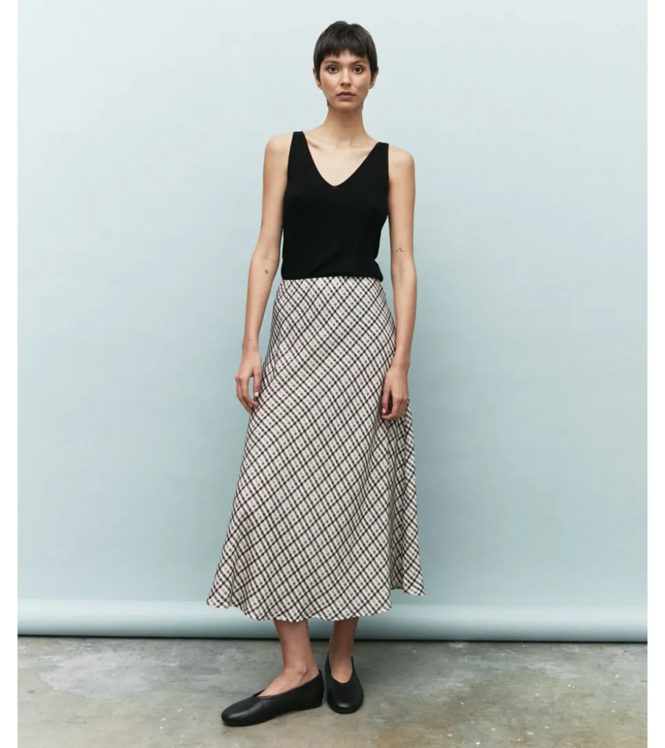 FALDA CUADROS MIDI