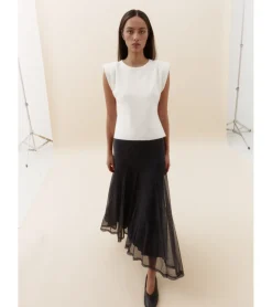 FALDA MIDI TUL FLORES