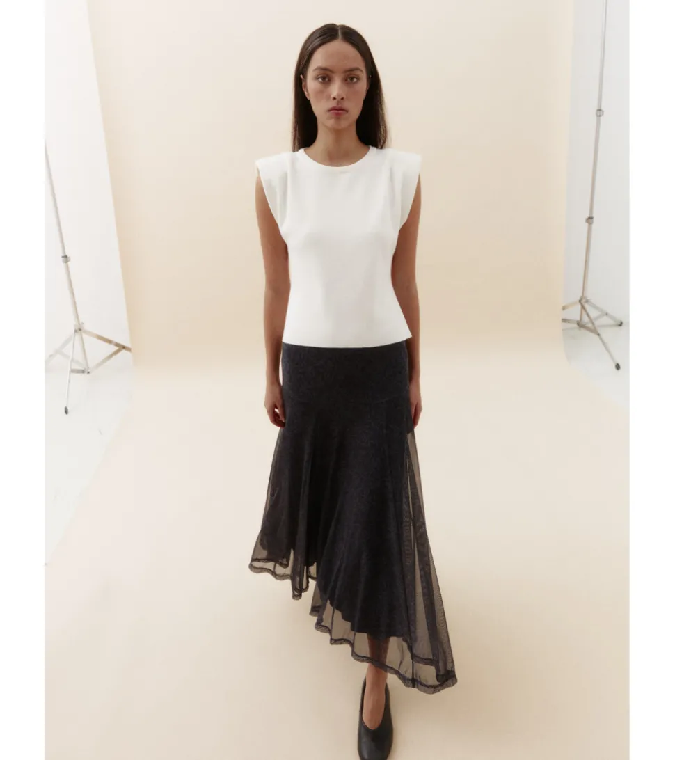 FALDA MIDI TUL FLORES