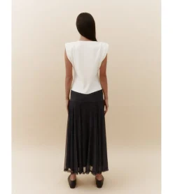 FALDA MIDI TUL FLORES