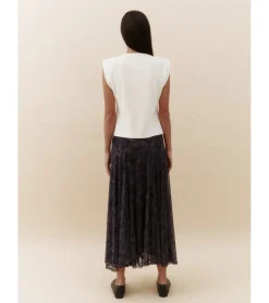 FALDA MIDI TUL FLORES