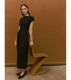 VESTIDO LINO BOTONES LATERALES