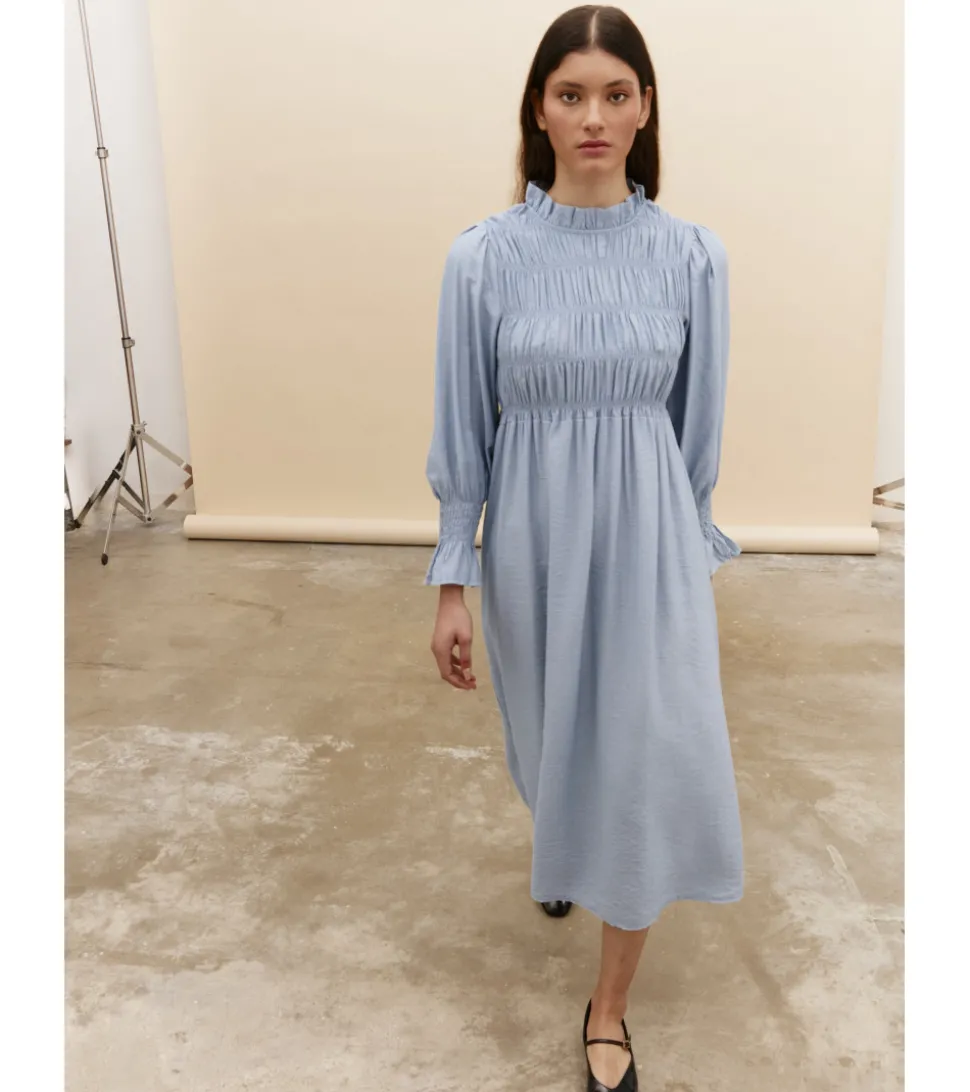 VESTIDO MANGA LARGA FRUNCES